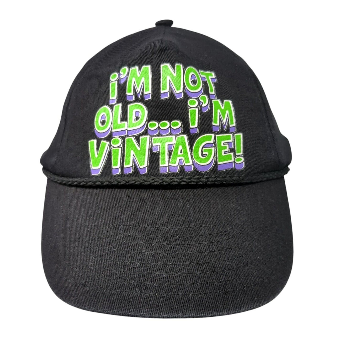 I'm Not Old I'm Vintage Snapback Rope Hat Black One Size Adjustable