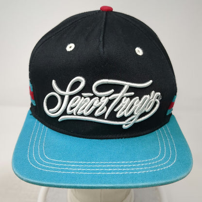 Señor Frog's 5 Panel Black Hat One Size Cancun Mexico Embroidered Snapback