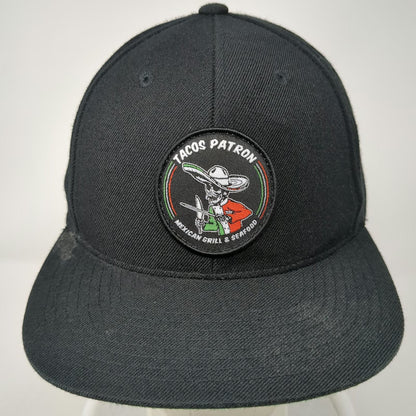 Sport-Tek Snapback Hat Black One Size Tacos Patron Mexican Grill Seafood Patch