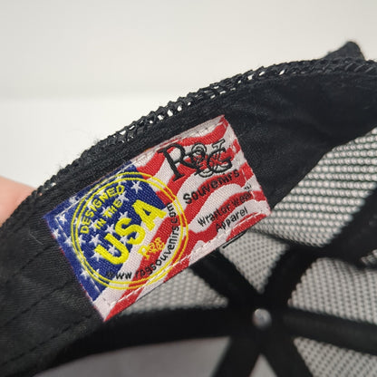 Wyoming Leather Patch Snapback Trucker Hat Green One Size Mesh Back