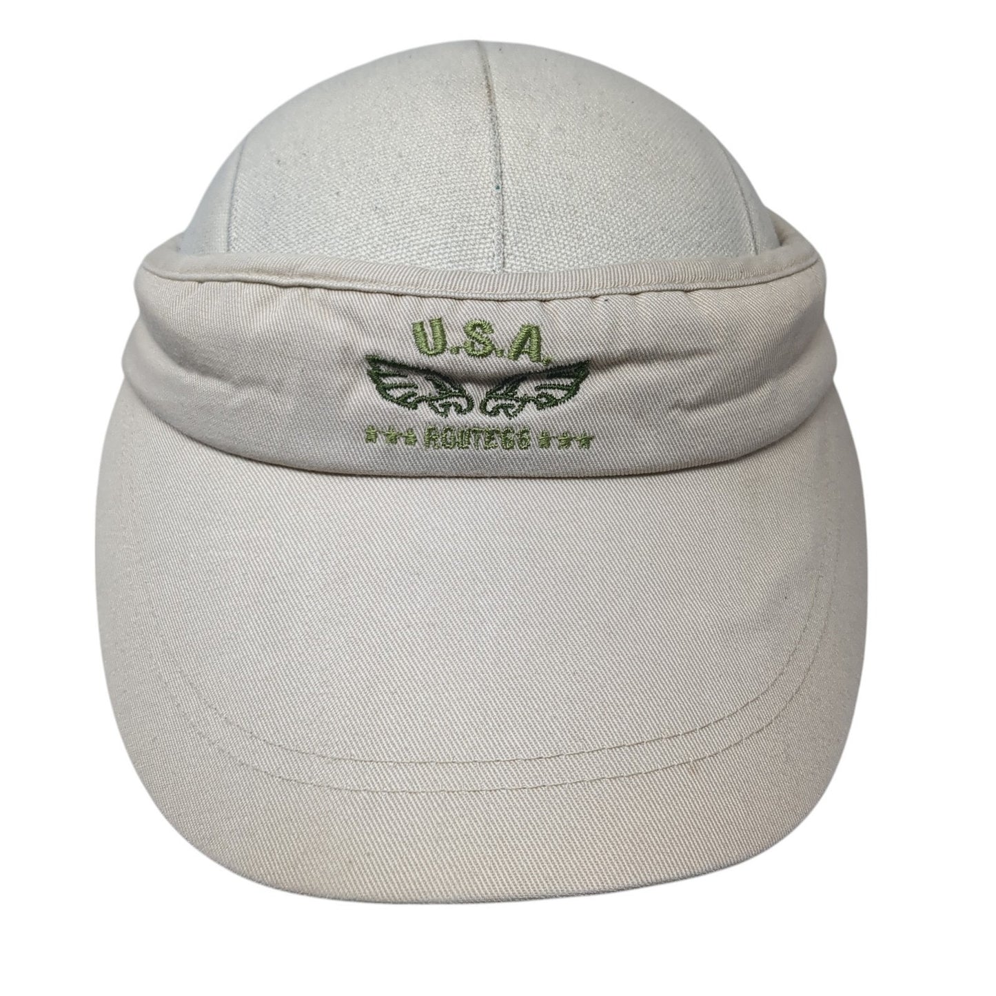 USA Route66 Sun Visor Hat Brown One Size Adjustable Lightweight Embroidered