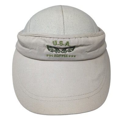 USA Route66 Sun Visor Hat Brown One Size Adjustable Lightweight Embroidered