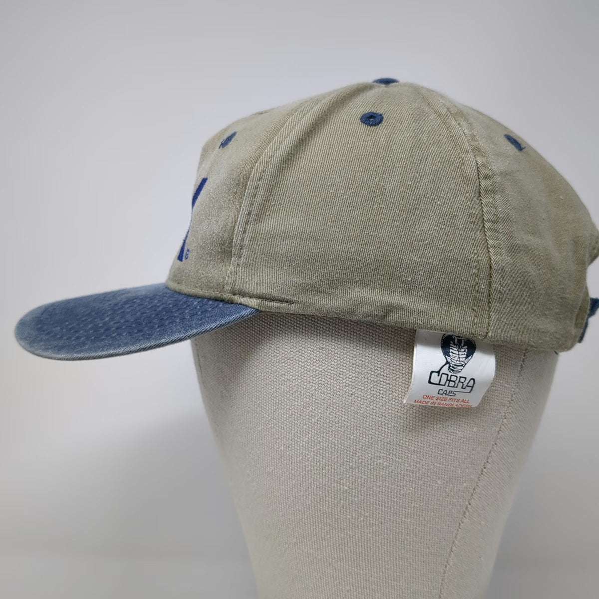 Cobra Caps 5 Panel Hat Beige Blue One Size Idaho iPAK Strapback Adjustable Logo
