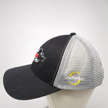 Hockey Shot Snapback Mesh Back Trucker Hat Black One Size Embroidered