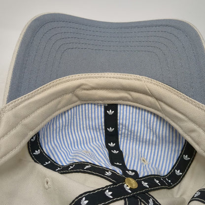 Adidas Baseball Cap Beige One Size Trefoil Logo Slideback Pinstripe Lining Hat