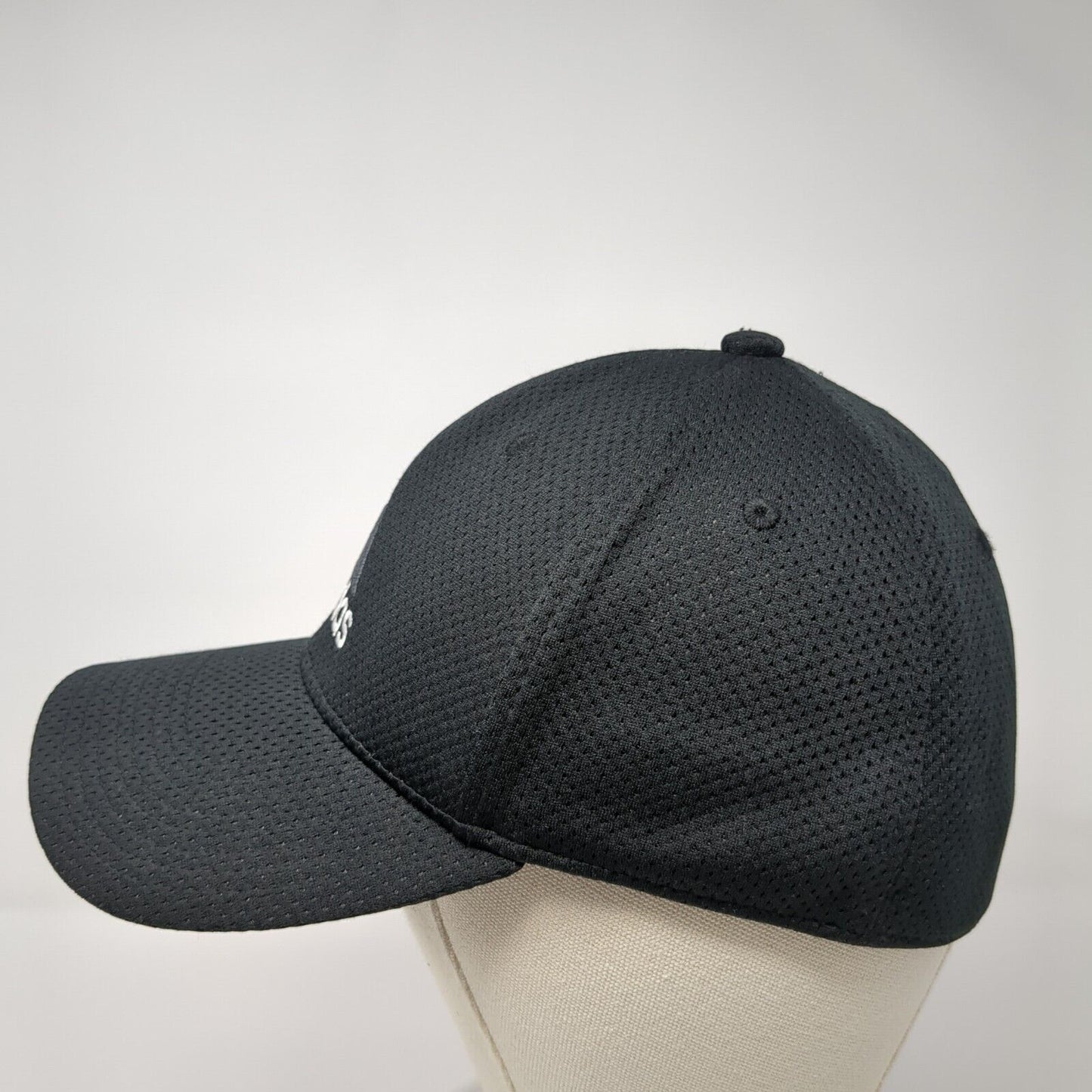 Adidas 3 Stripes Fitted Hat Black One Size Climalite Embroidered Solid