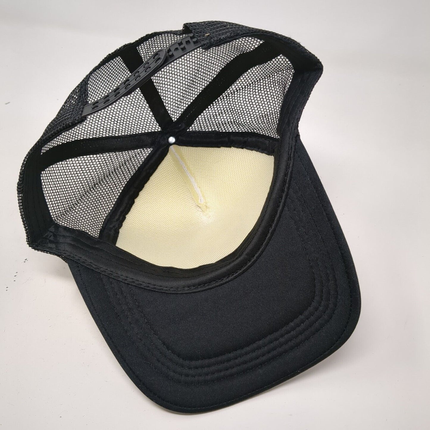Smiley Face Patch Snapback Trucker Hat Black OSFA Mesh Back Colorblock