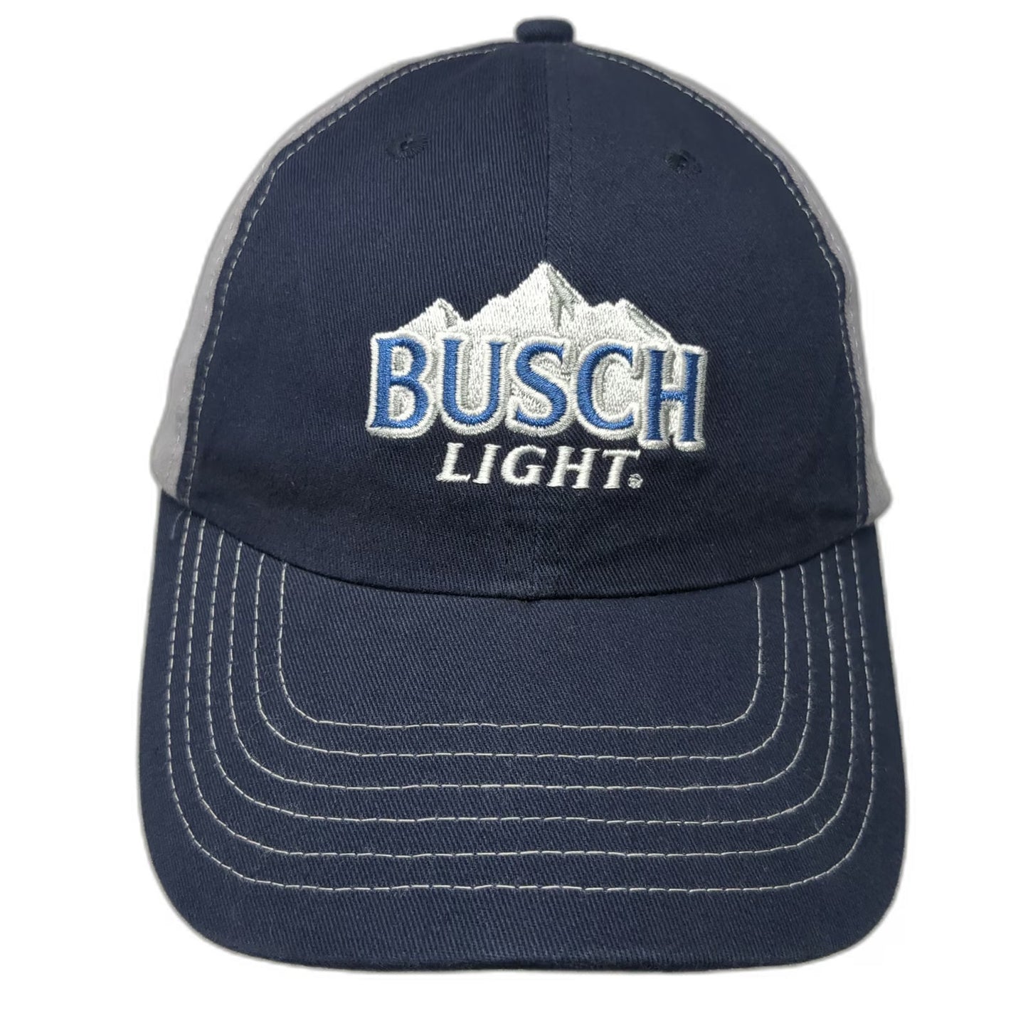 Busch Light Snapback Blue Gray Hat One Size Embroidered Logo Contrast Stitching