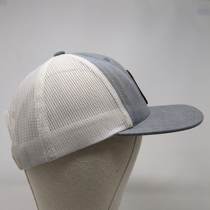 Magnolia Leather Patch Snapback Trucker Hat Gray OSFA Mesh Back Yupoong