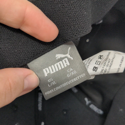 PUMA Fitted Hat Black L/XL Lightweight Embroidered Vented Holes 6 Panel