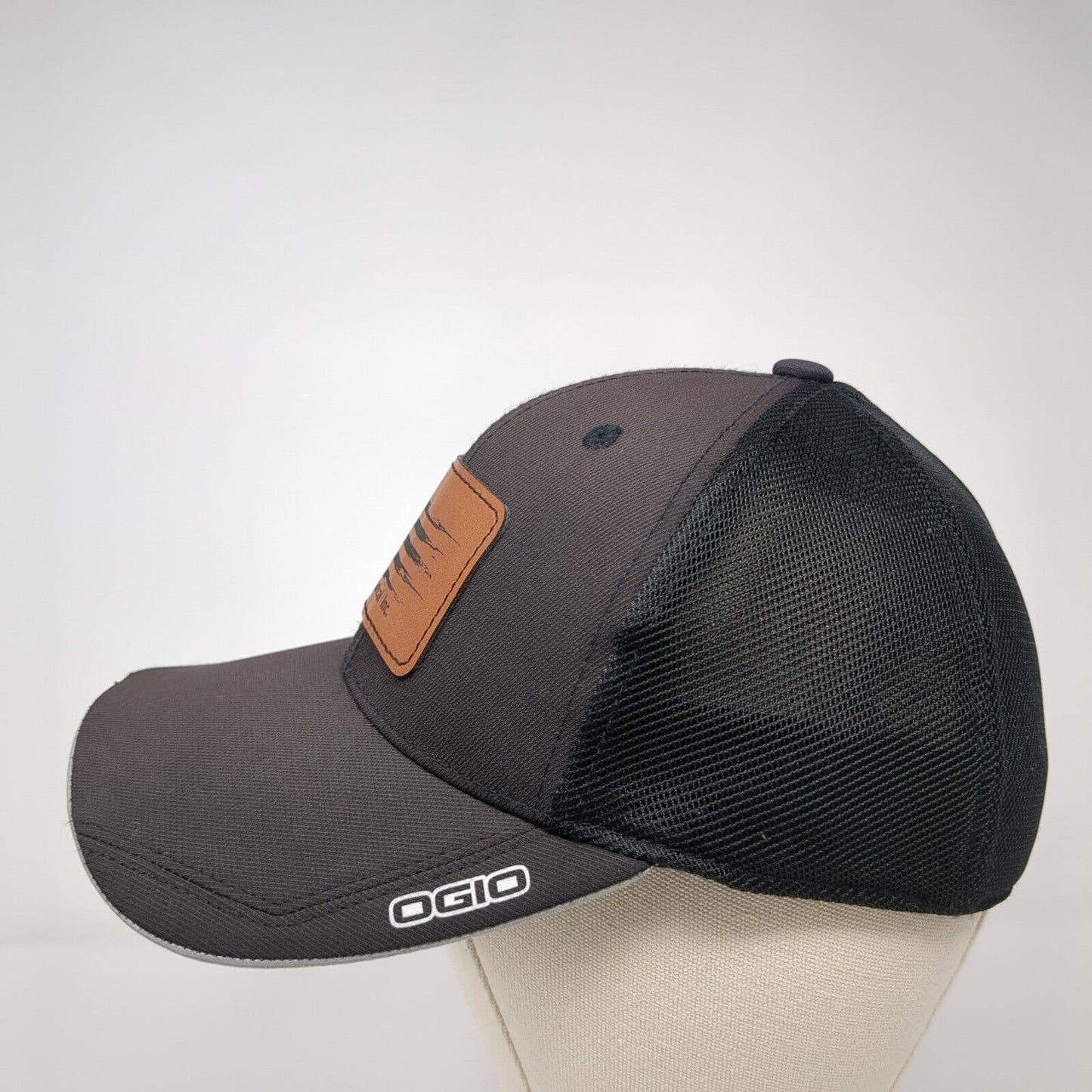 L&L Mechanical Inc. Patch Fitted Mesh Back Trucker Hat Black S/M Ogio