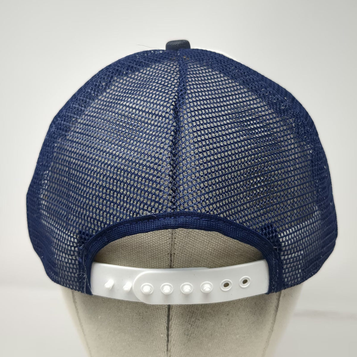 Pozzi Wood Windows Doors Trucker Hat Blue White Mesh Back Snapback USA Vintage