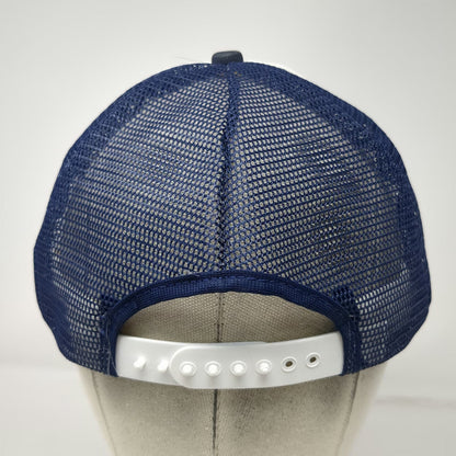 Pozzi Wood Windows Doors Trucker Hat Blue White Mesh Back Snapback USA Vintage