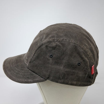 Chocolate Army Cap Gray One Size Corduroy 5 Panel Adjustable Strapback Hat