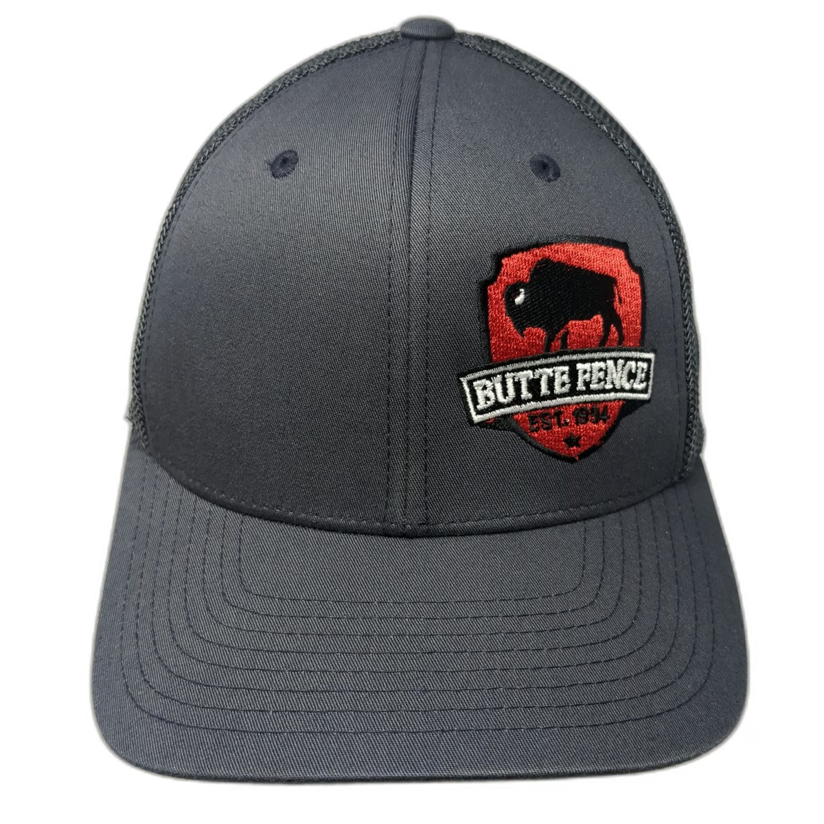 Port Authority Baseball Cap Gray M Butte Fence Buffalo Mesh Flexfit Patch Hat