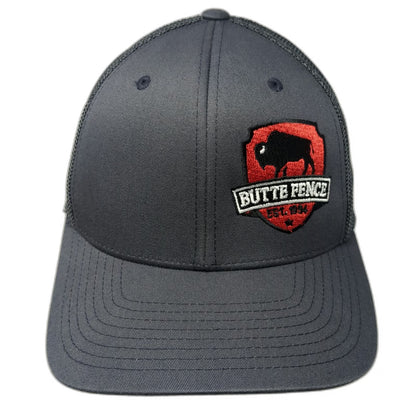 Port Authority Baseball Cap Gray M Butte Fence Buffalo Mesh Flexfit Patch Hat