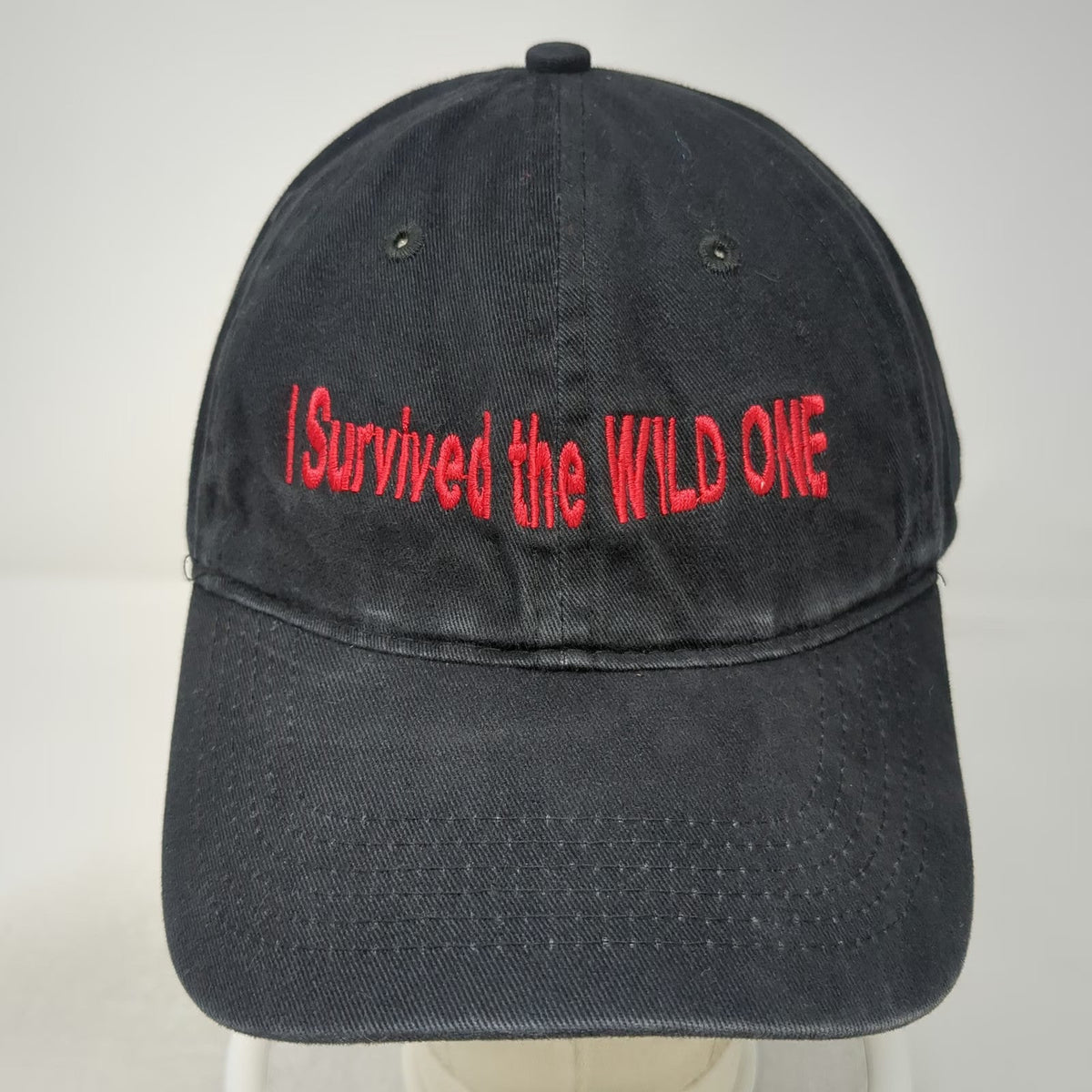 Port & Company Baseball Cap Black OSFM I Survived the WILD ONE Embroidery Hat