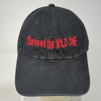 Port & Company Baseball Cap Black OSFM I Survived the WILD ONE Embroidery Hat