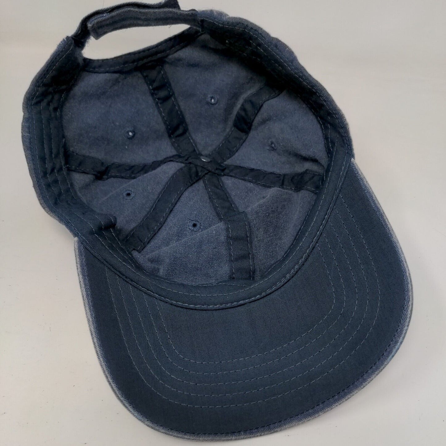 Unbranded Strapback Hat Blue OSFM Adjustable Vented Holes 6 Panel Denim Blank