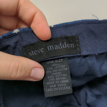 Steve Madden Slideback Hat Blue One Size White Stars All Over Print