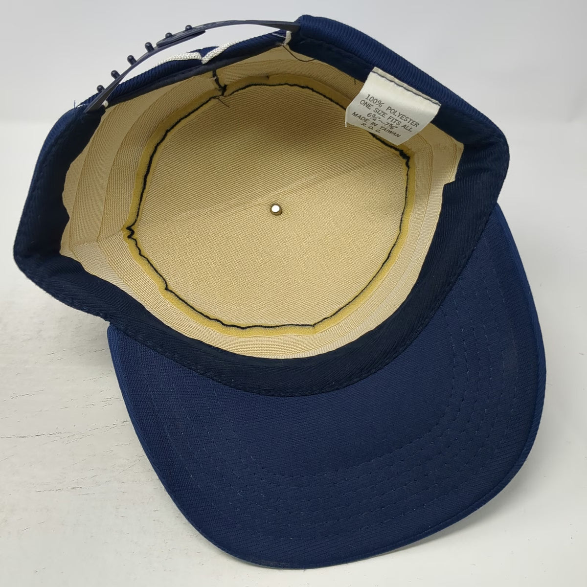 Blue Army Cap 7 5/8 Snapback Striped Padded Polyester Hat Triple White Stripes
