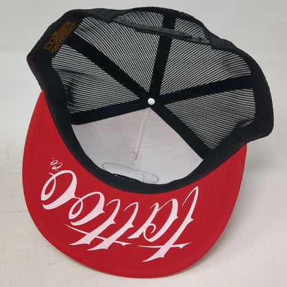 Trucker Hat Red One Size Star Logo Underbrim Graphic Snapback Mesh