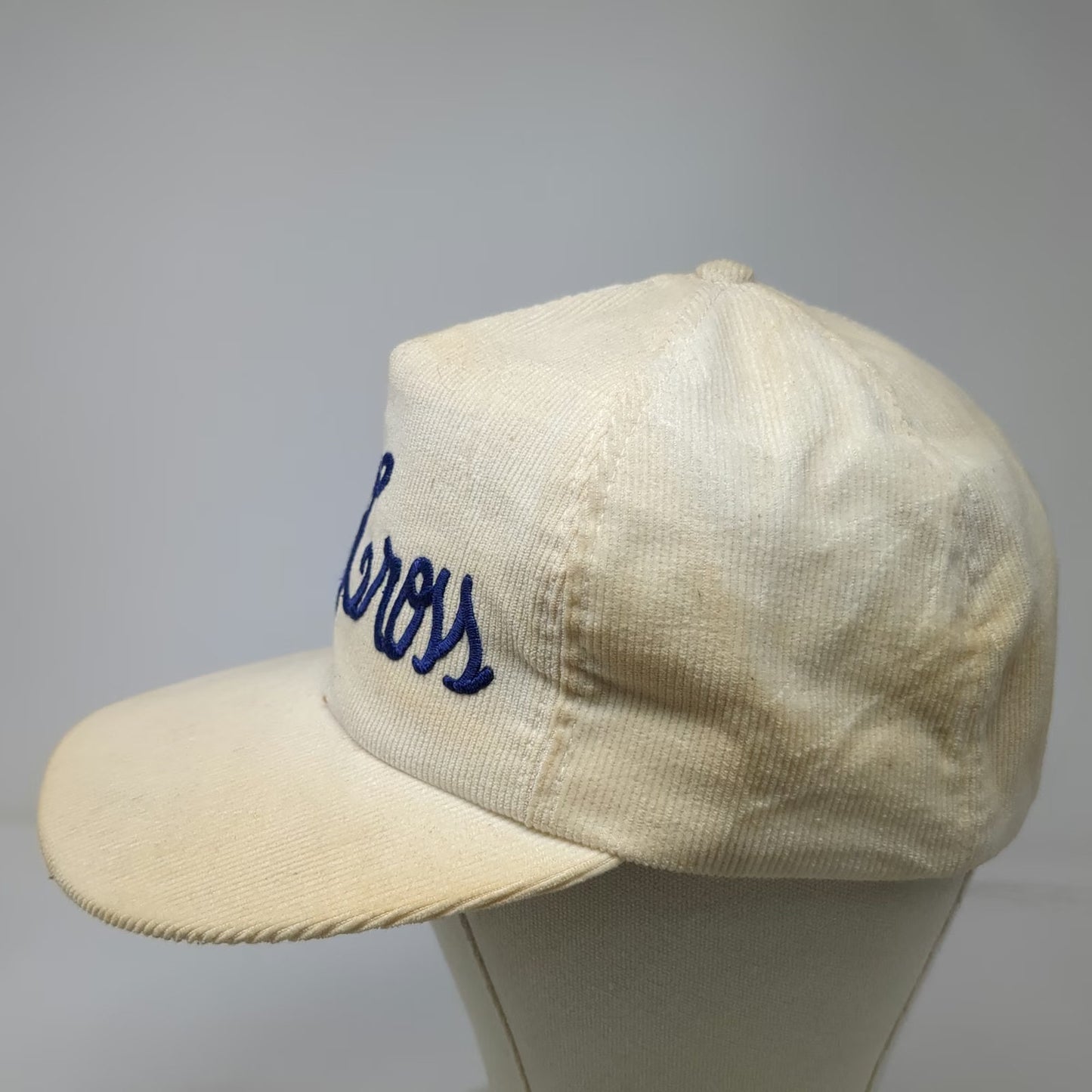 University Square 5 Panel Beige Blue One Size Corduroy Script Snapback Hat