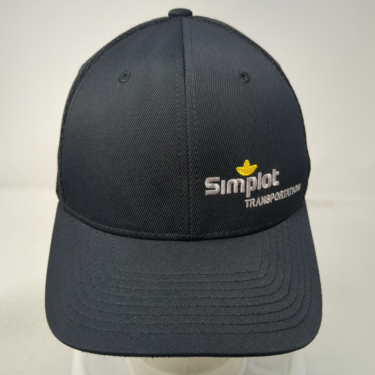 Flexfit Baseball Cap Black M Simplot Transportation Mesh Back Fitted Hat