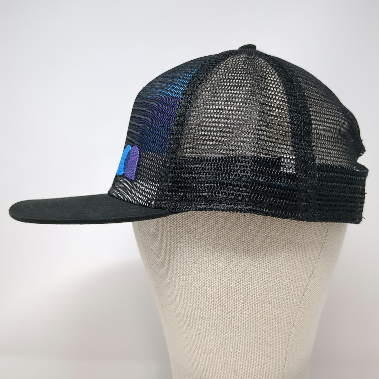 Outdoor Cap Trucker Hat Black One Size Gradient Mesh Snapback Flat Bill Hat