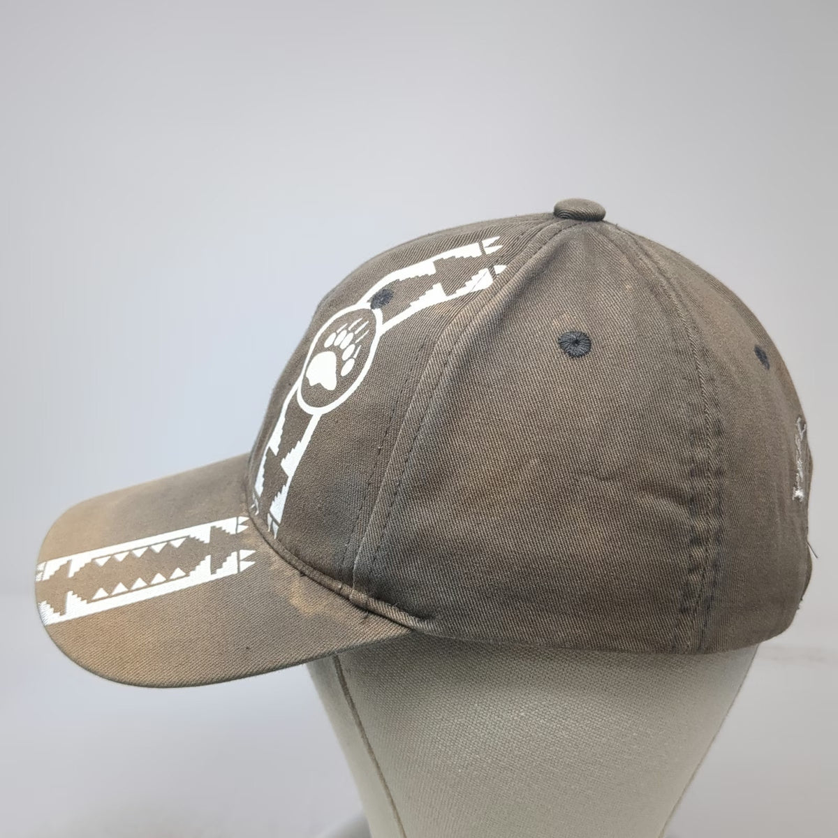 Gray Baseball Cap One Size Bear Paw Geometric Pattern Yellowstone Strapback Hat
