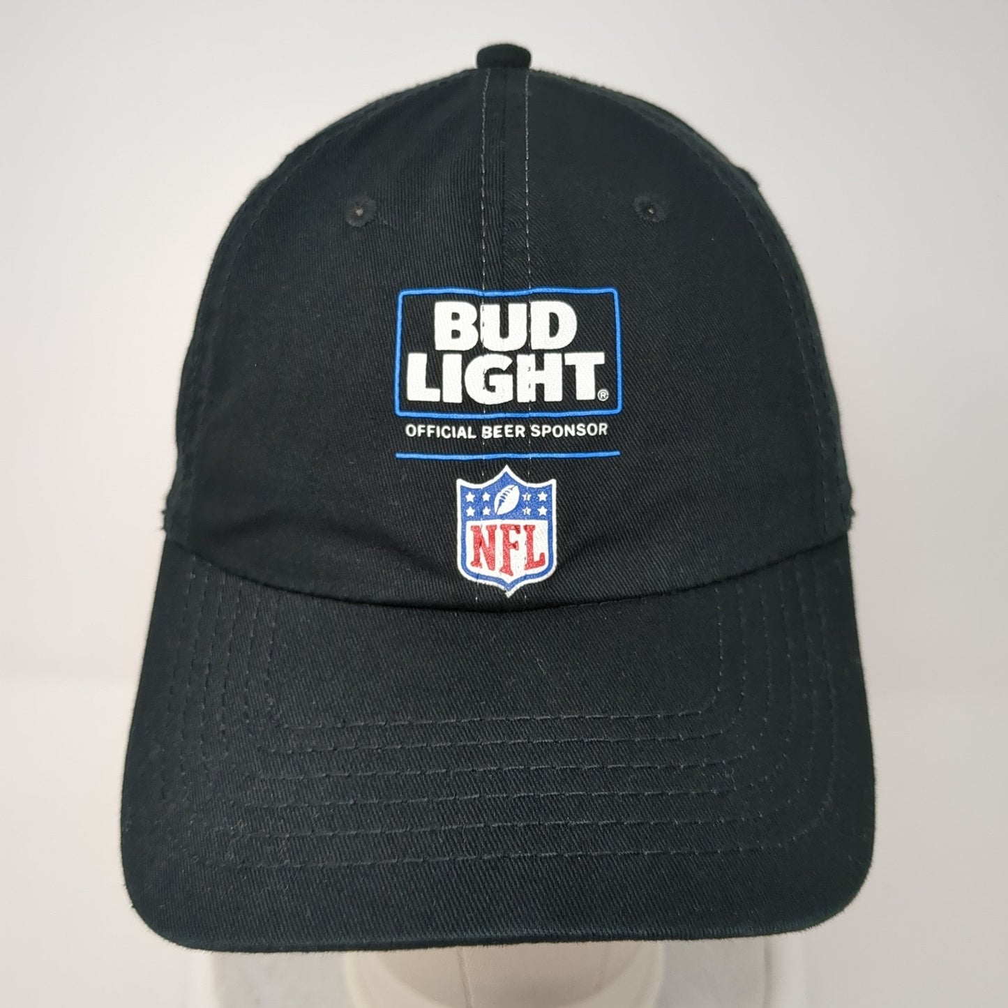 Bud Light NFL Snapback Hat Black One Size Adjustable Solid 6 Panel