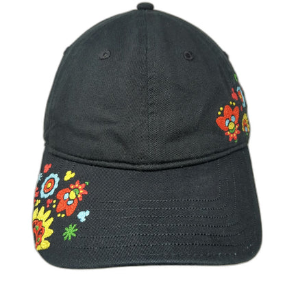 Disney Baseball Cap Black One Size Floral Embroidery Hidden Mickey Mouse Hat