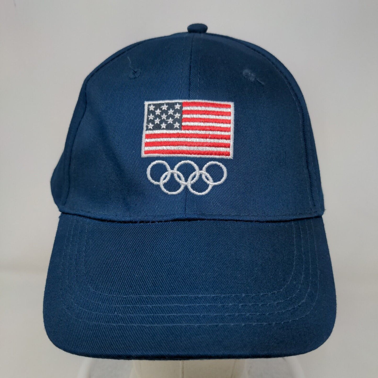 BDA Men's Strapback Hat Blue Embroidered USA Olympics Logo 100% Cotton