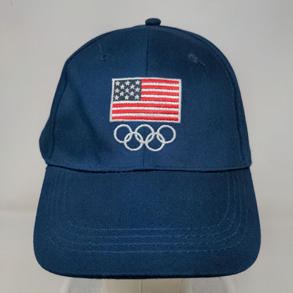 BDA Men's Strapback Hat Blue Embroidered USA Olympics Logo 100% Cotton