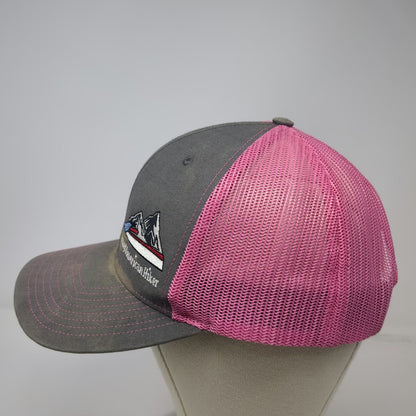 Richardson Trucker Hat Gray Pink One Size Mesh Snapback Mountain Flag Logo