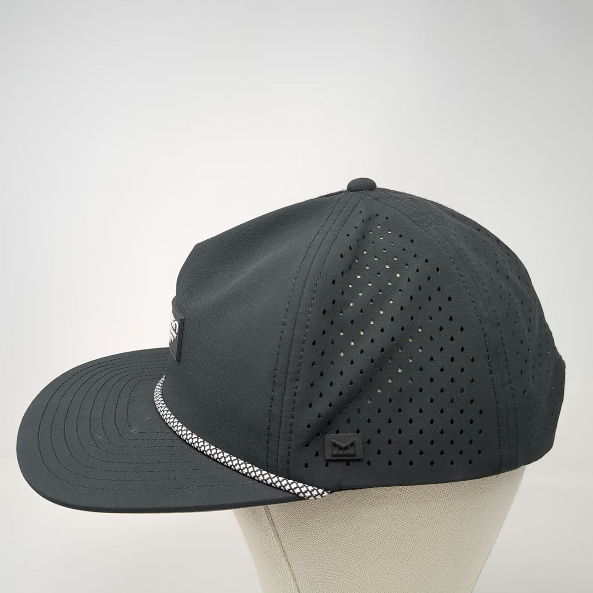 Melin Trucker Hat Black L Perforated Rope Flat Brim Hydro Coronado Poly Snapback