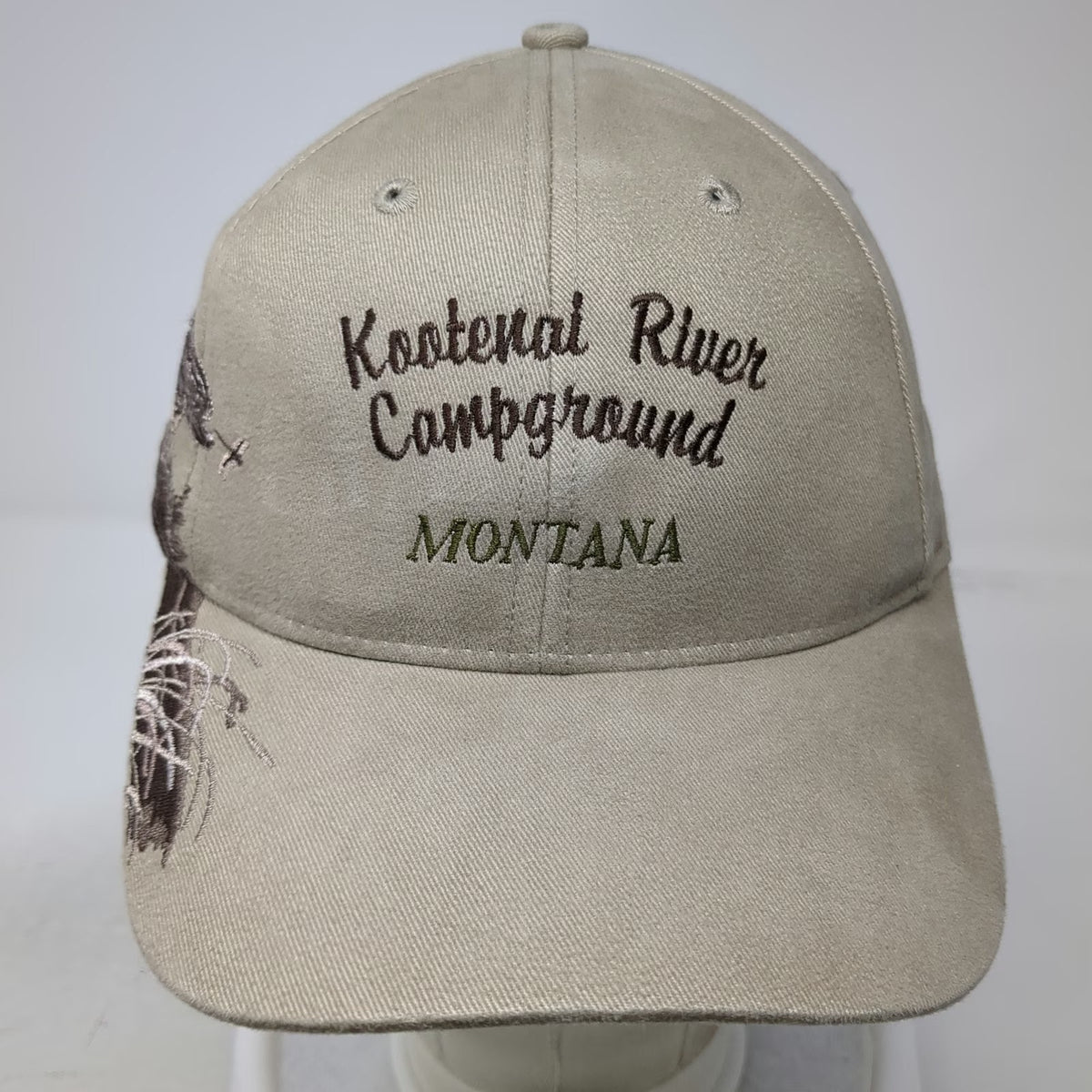 Dri Duck Beige Baseball Cap One Size Kootenai River Campground Montana Fish Hat