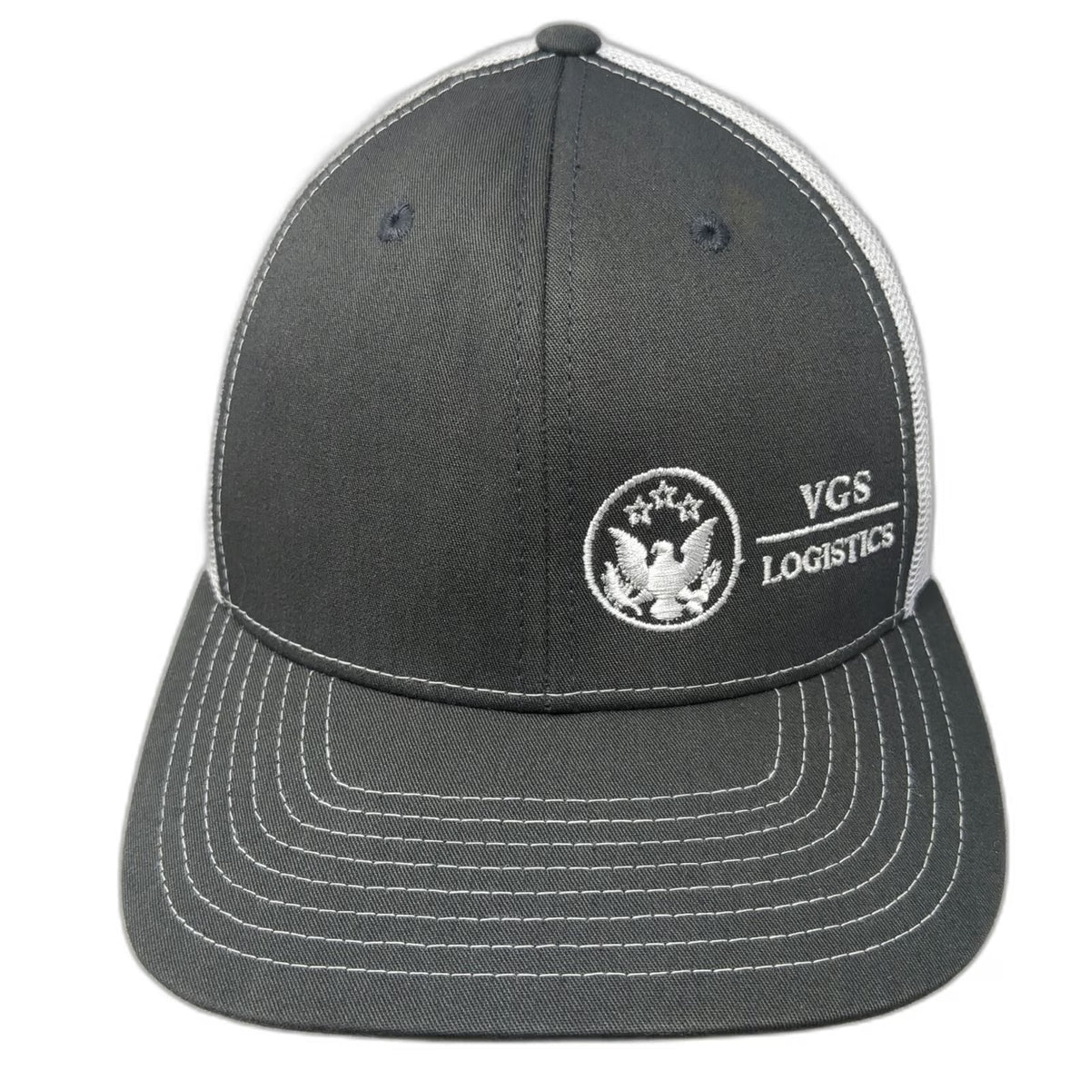 Richardson Trucker Hat Gray One Size VGS Logistics Eagle Logo Snapback Mesh