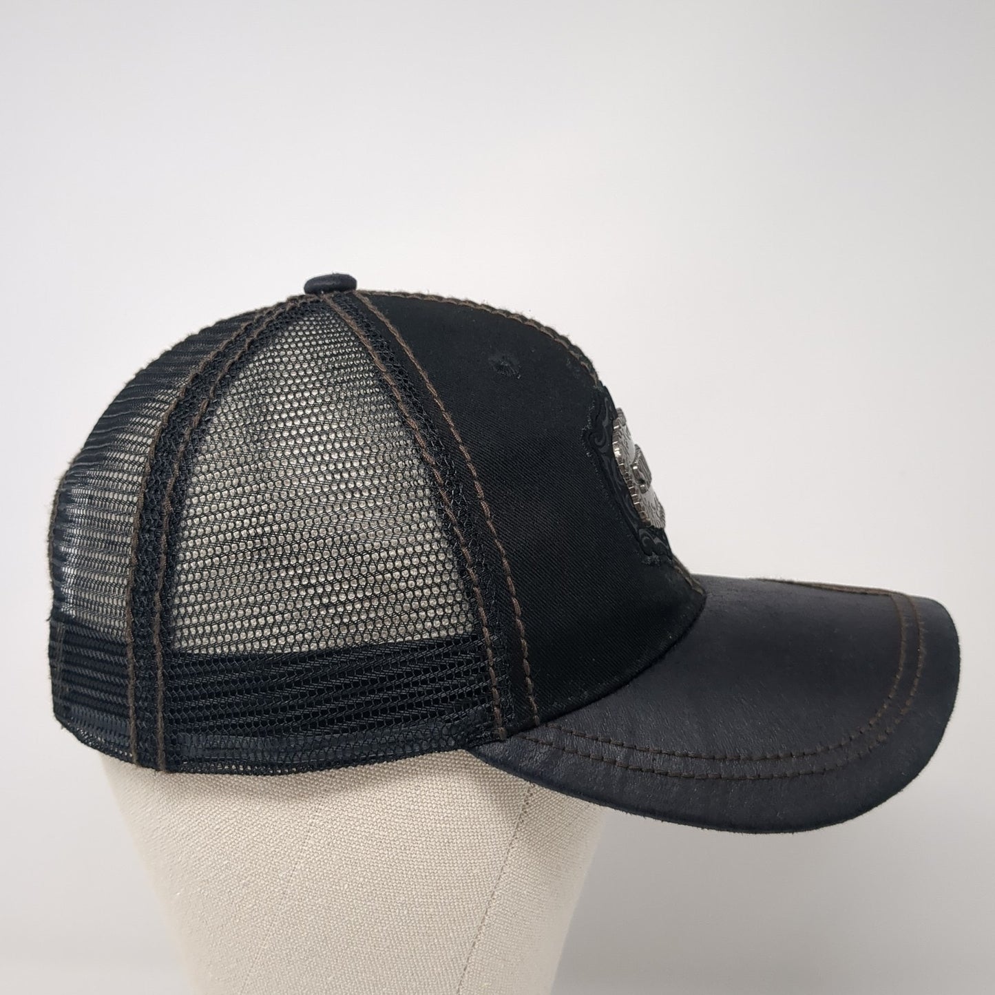 San Antonio Snapback Trucker Hat Black One Size Adjustable Mesh Back Pit Bull