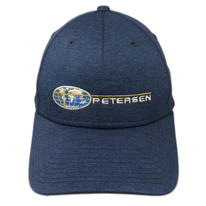New Era Baseball Cap Blue M Petersen Globe Logo 39THIRTY Stretch Fit Hat