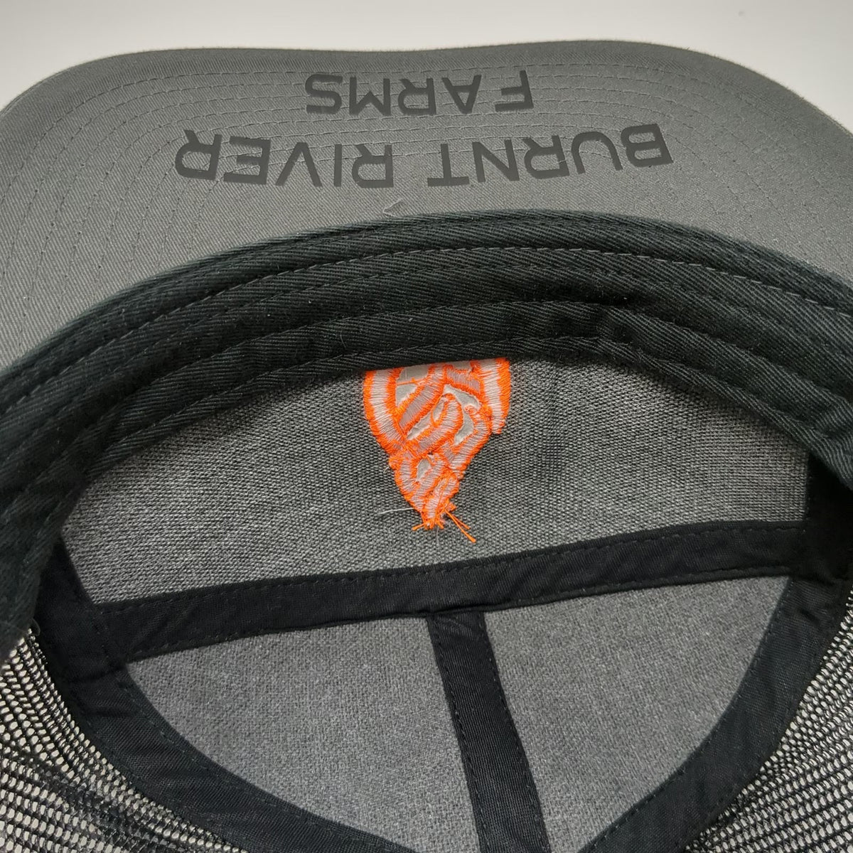 Richardson Trucker Hat Gray Black Orange OSFM Mesh Snapback Burnt River Farms