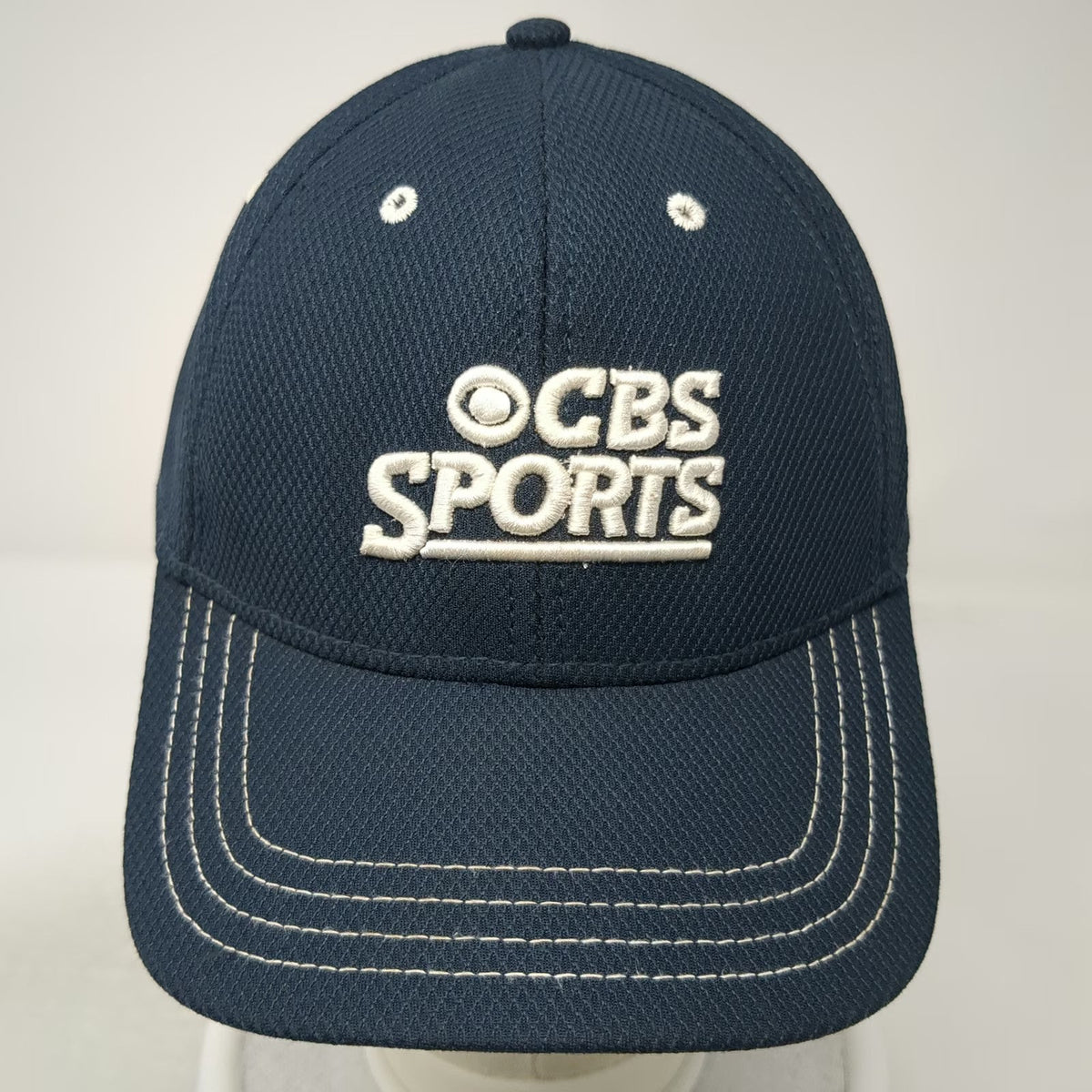 CBS Sports Baseball Cap Blue One Size Contrast Stitching Textured Strapback Hat