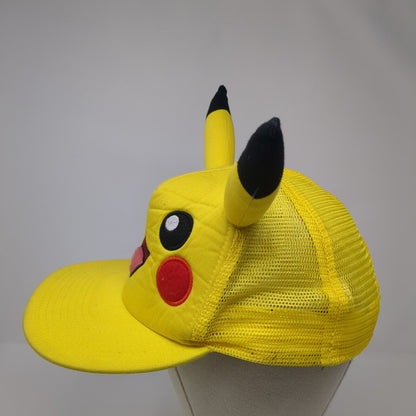Pikachu Snapback Trucker Hat Yellow One Size Mesh Back Adjustable Pokemon