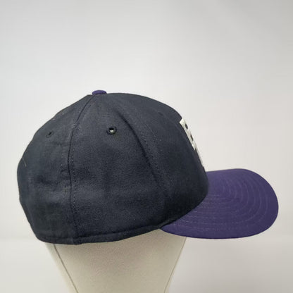 New Era BC Logo Pro Model Fitted Hat Black Purple Size 7 1/2 USA Made Vintage