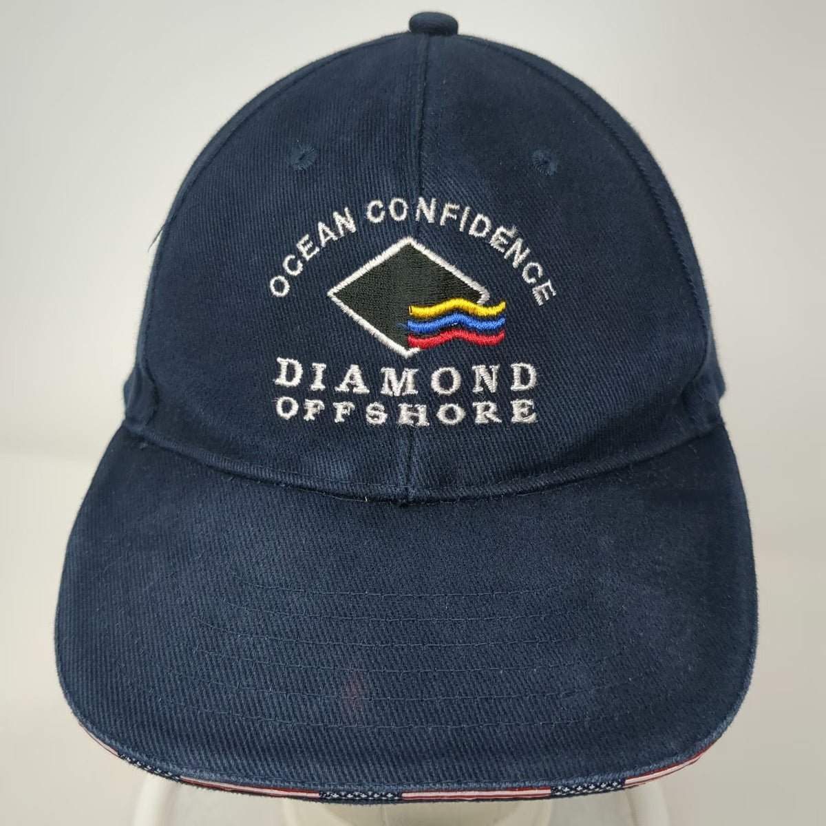 Blue Baseball Cap One Size Diamond Offshore Ocean Confidence Oil Rig Flag Hat
