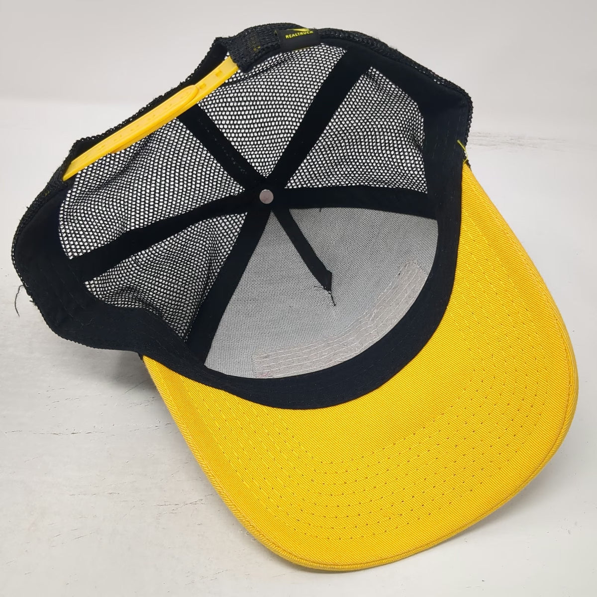 RealTree Trucker Hat Black Yellow One Size Husky Liners Patch Mesh Snapback