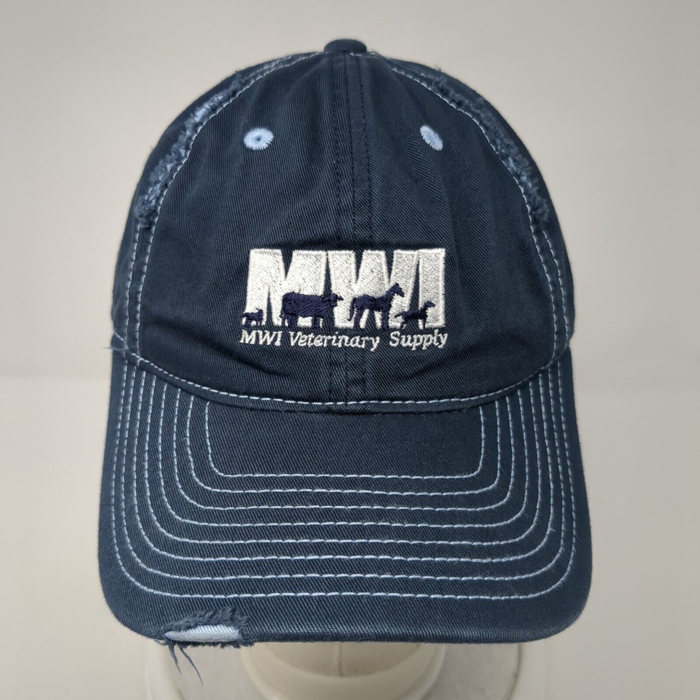 MWI Veterinary Supply Strapback Hat Blue One Size Embroidered District