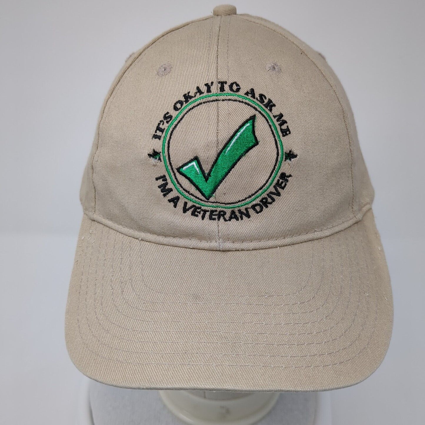 It's Okay To Ask Me I'm A Veteran Driver Strapback Hat Tan One Size KC