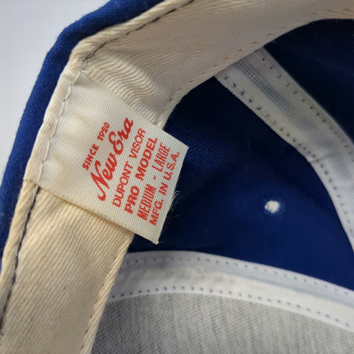 New Era Snapback Hat Blue L CM Logo Pro Model Made USA Flat Brim Vintage