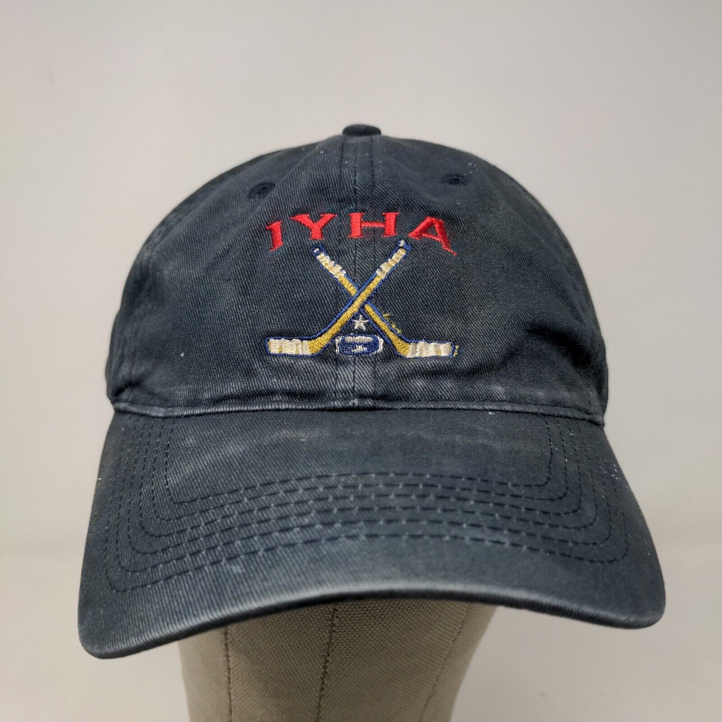 Port & Company Men's Slideback Hat Blue Embroidered IYHA Hockey Stick Logo